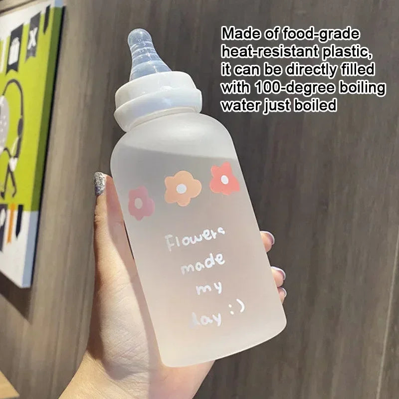 Cute Cartoon Water Bottle With Pacifier Straw For All Ages