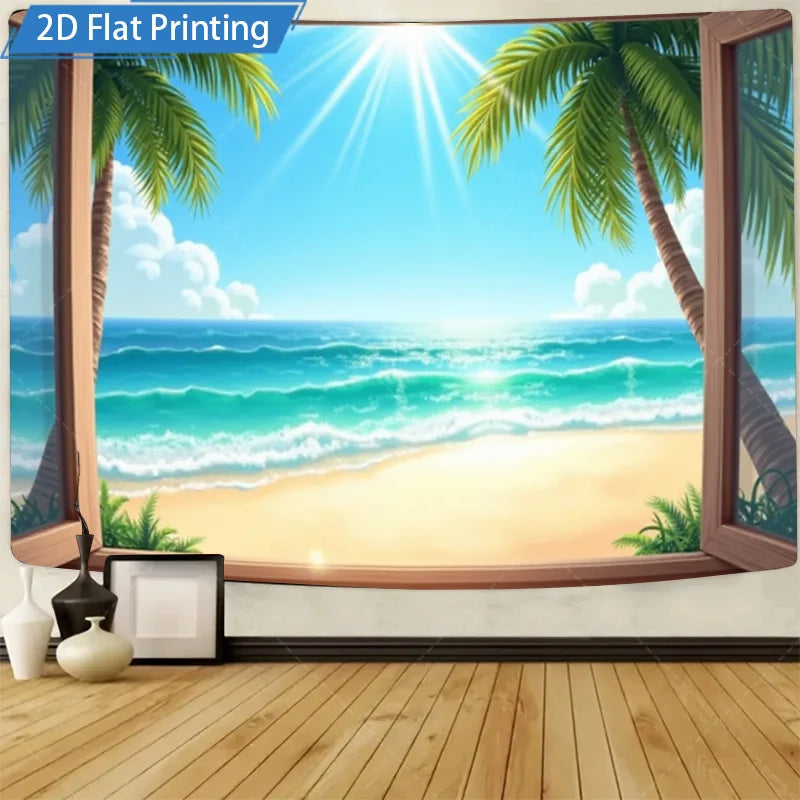 Stormy Mountain Cross Scene Tapestry Modern Spiritual Wall Art