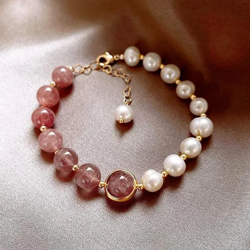 Natural Freshwater Pearl Beaded Bracelet Cuff Bangles For Women
