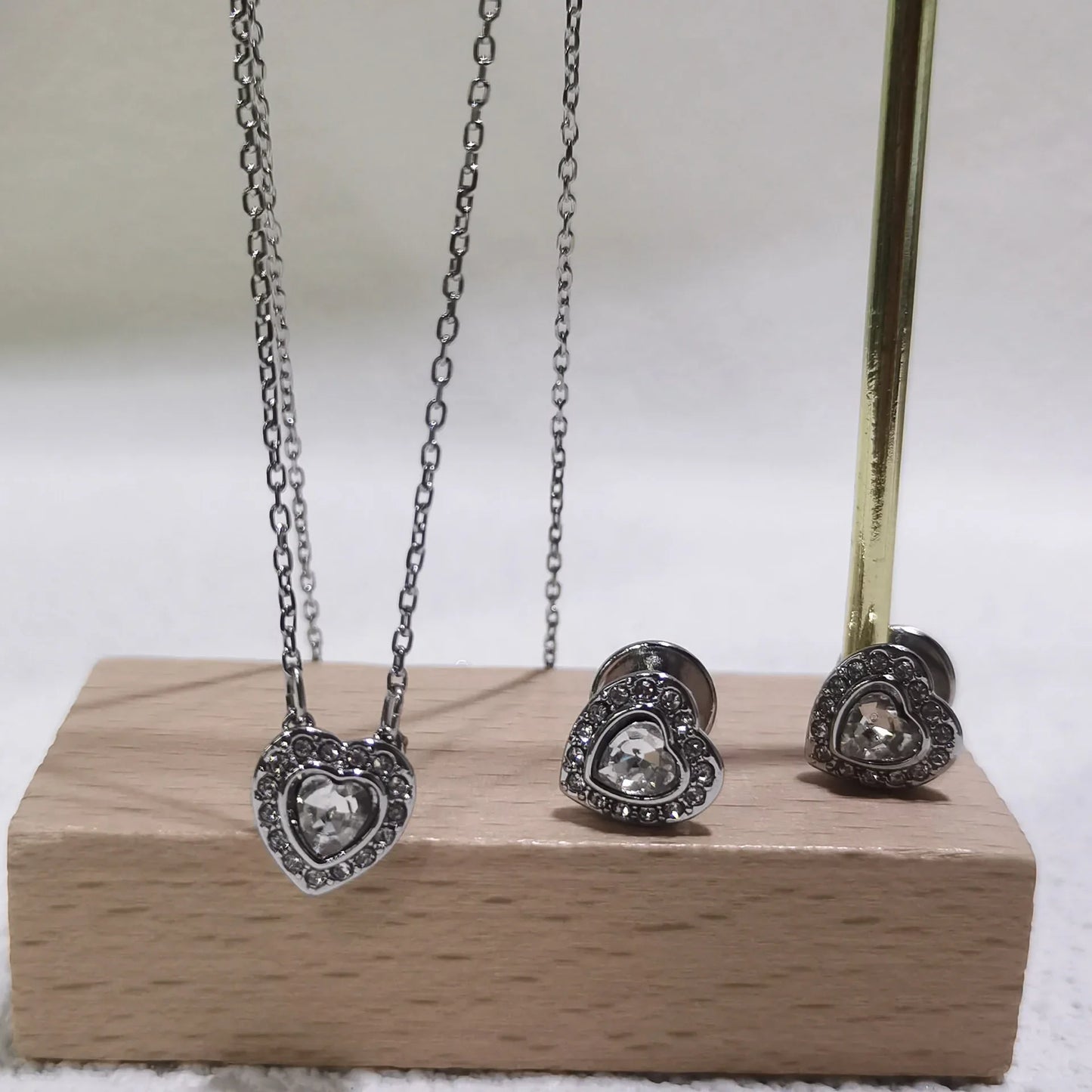 Crystal Heart Jewelry Set For Women Necklace Earrings Bracelet Ring