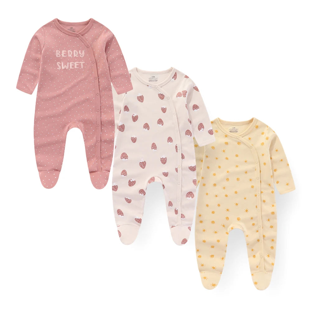 Three Piece Cotton Baby Romper Set Long Sleeve All Seasons