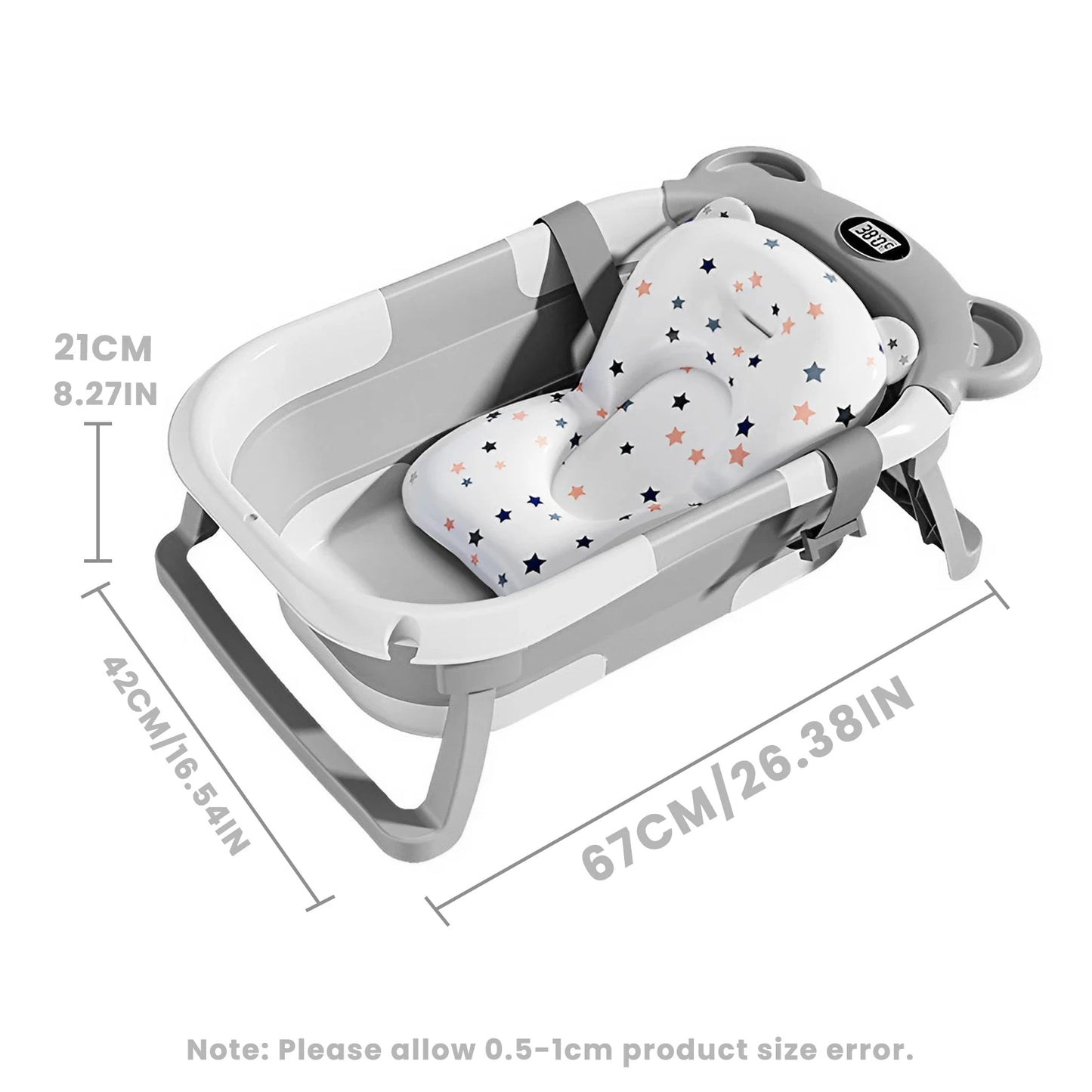 Portable Collapsible Baby Bathtub With Thermometer And Cushion