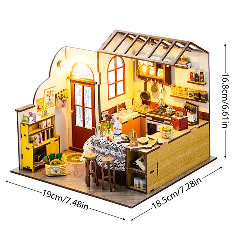 DIY Wooden Mini Seaside Villa Dollhouse Kit With Furniture
