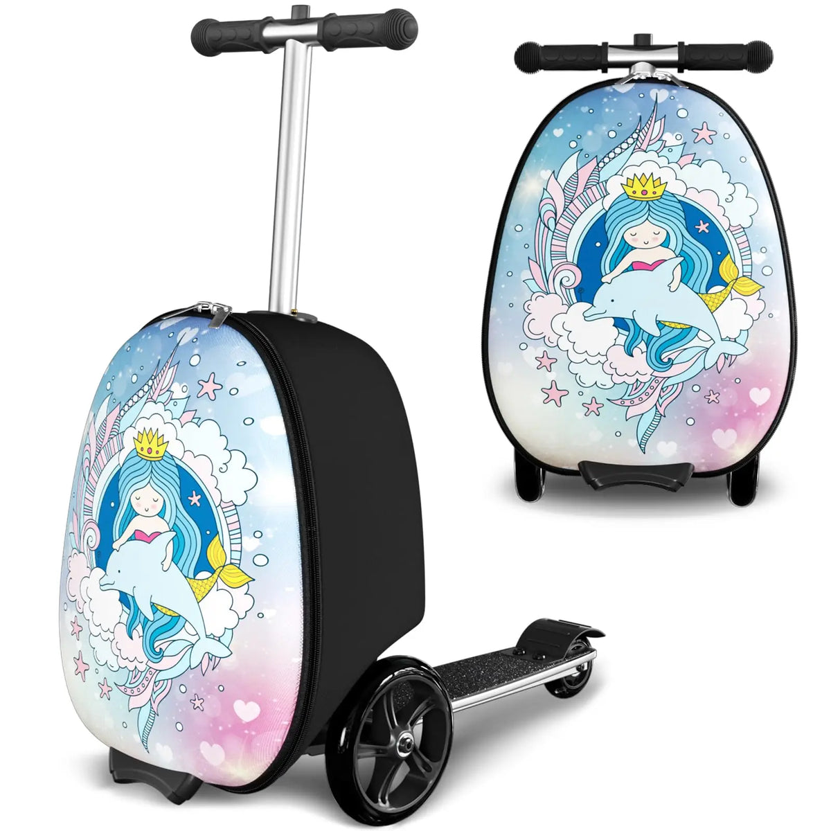 JETTING Kids 2-in-1 Ride-On Scooter Suitcase with LED Wheels