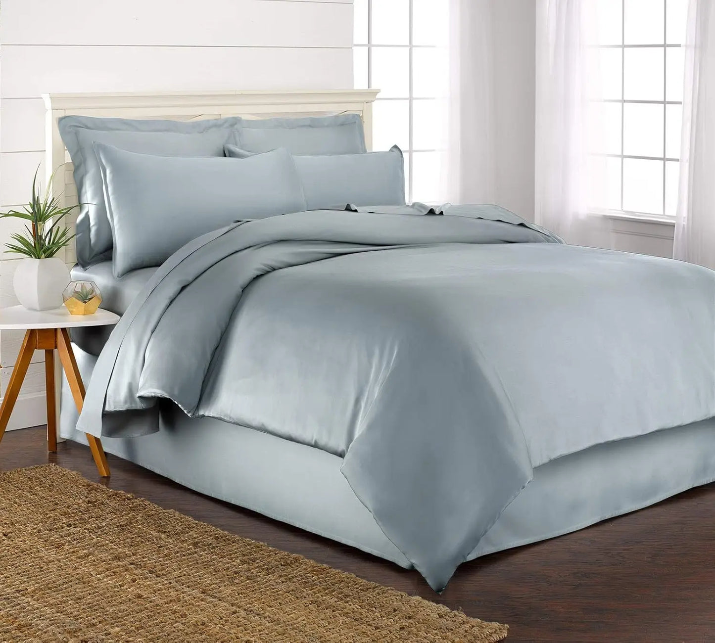 Organic Bamboo Viscose Duvet Cover Set ThreePiece Cooling