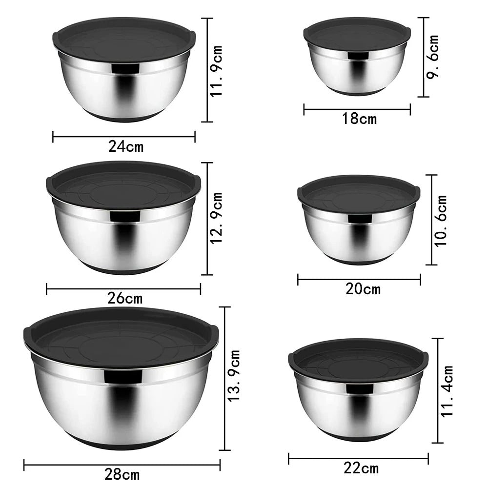 LMETJMA Stainless Steel Mixing Bowls With Durable Silicone Bases