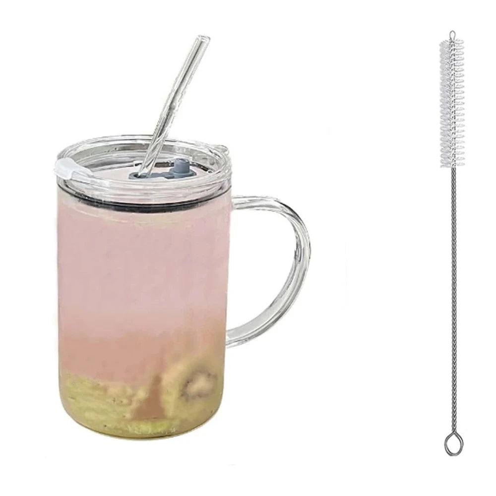 Glass Tumbler With Lid And Straw For Hot And Cold Drinks