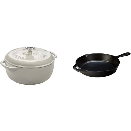 Enameled Cast Iron Dutch Oven With Lid And Skillet