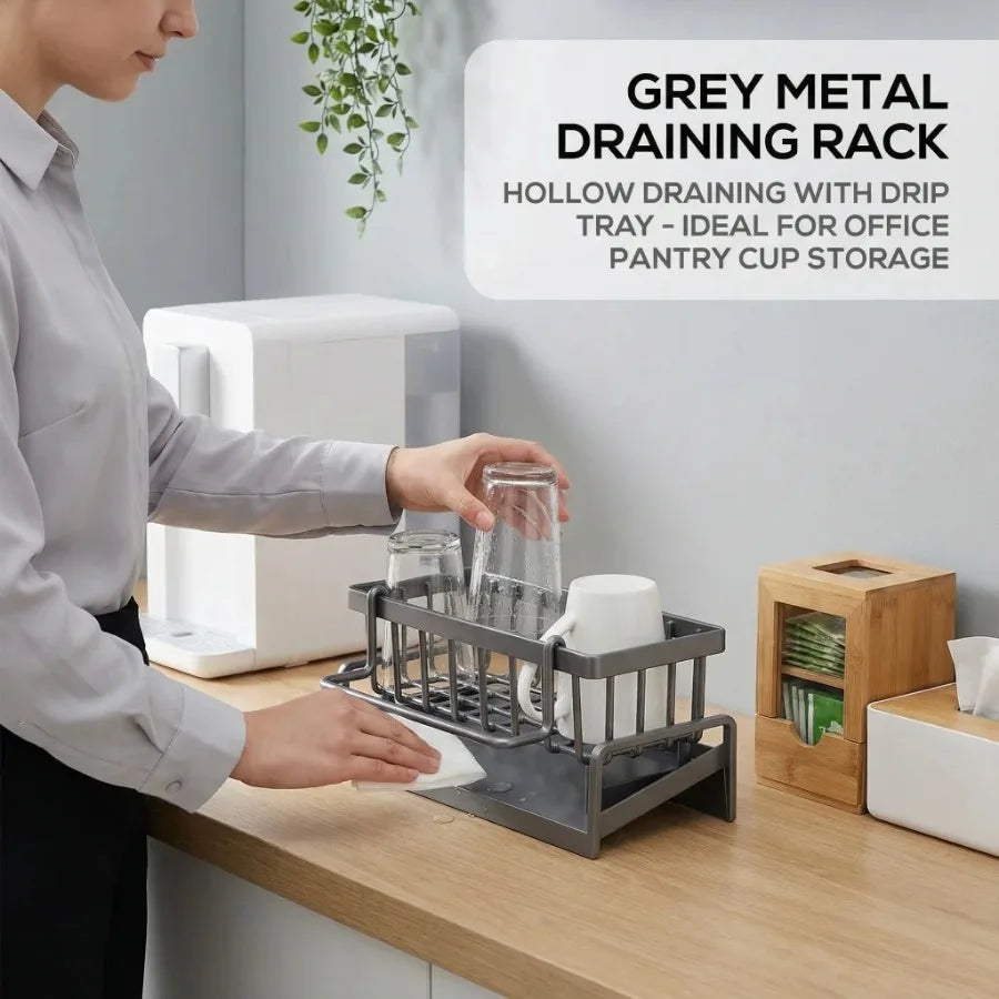 Multifunctional Carbon Steel Kitchen Rack Sink Drain Storage Organizer