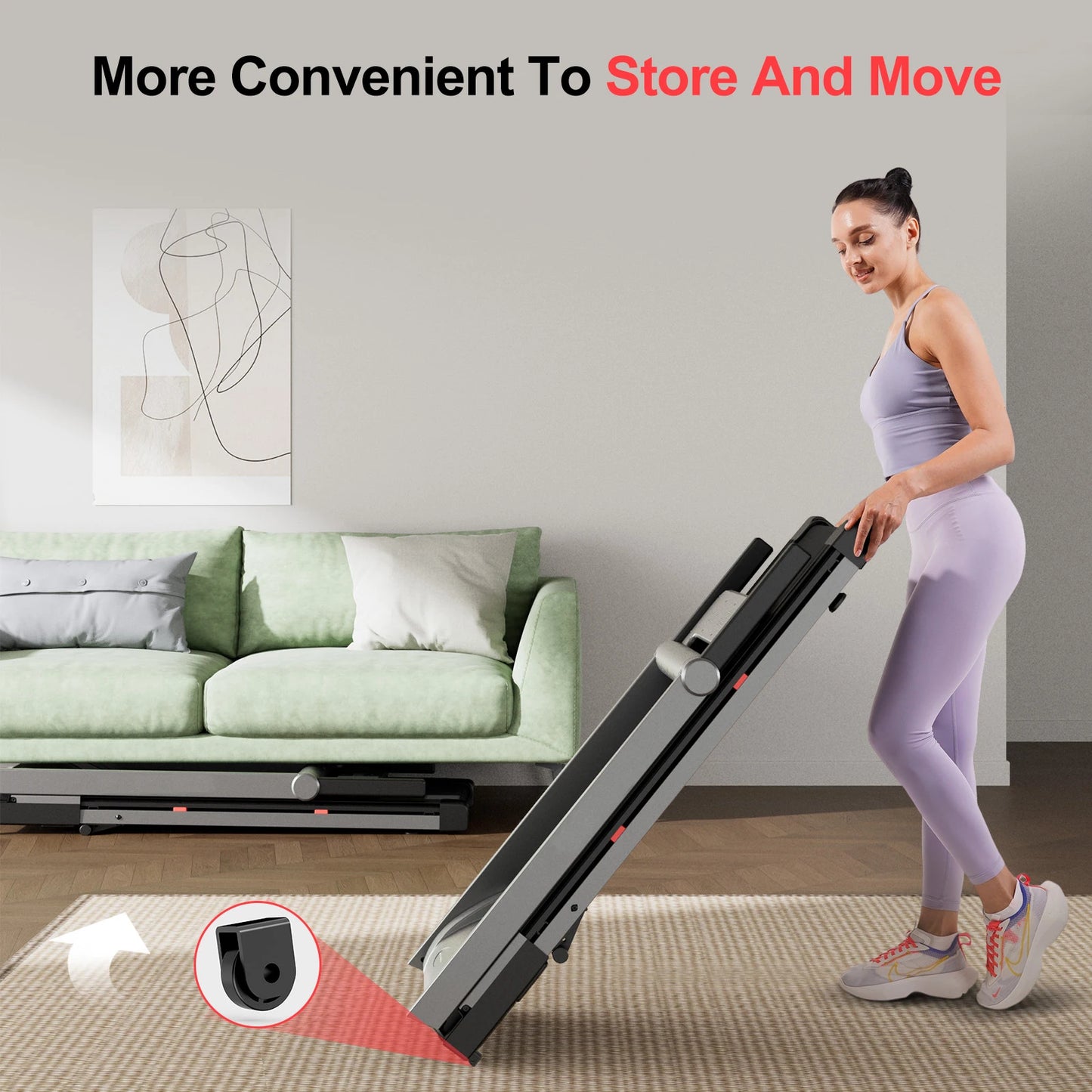 ThreePointFiveHP Foldable Incline Treadmill With Handle Bar Holder And App