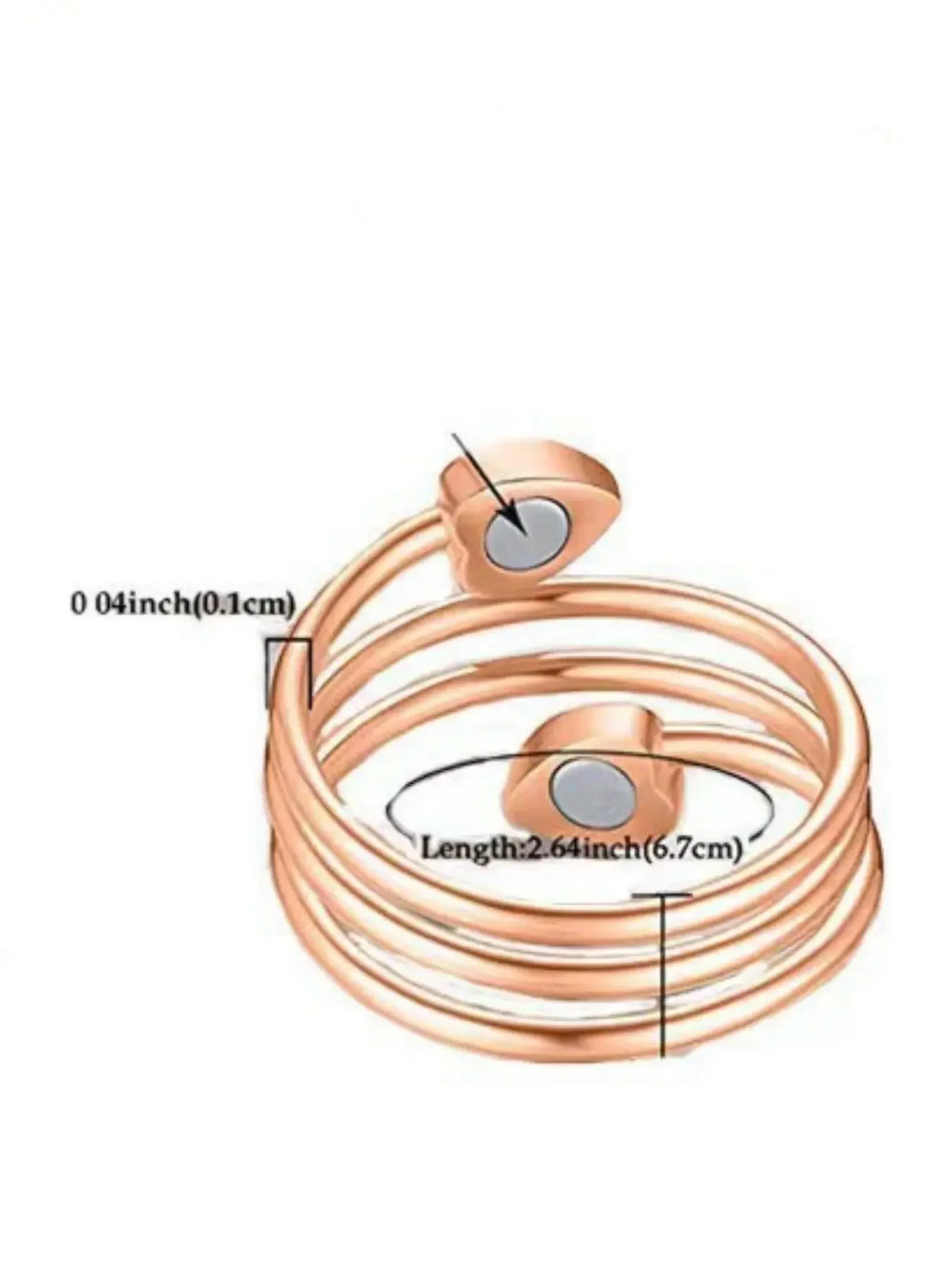 Pure Copper Open Heart Ring With Elegant Platinum Finish