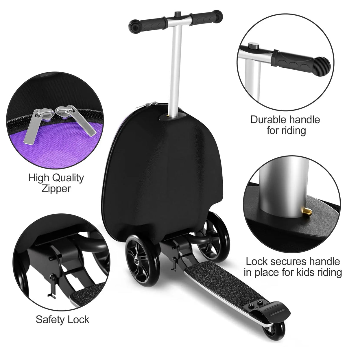 JETTING Kids 2-in-1 Ride-On Scooter Suitcase with LED Wheels