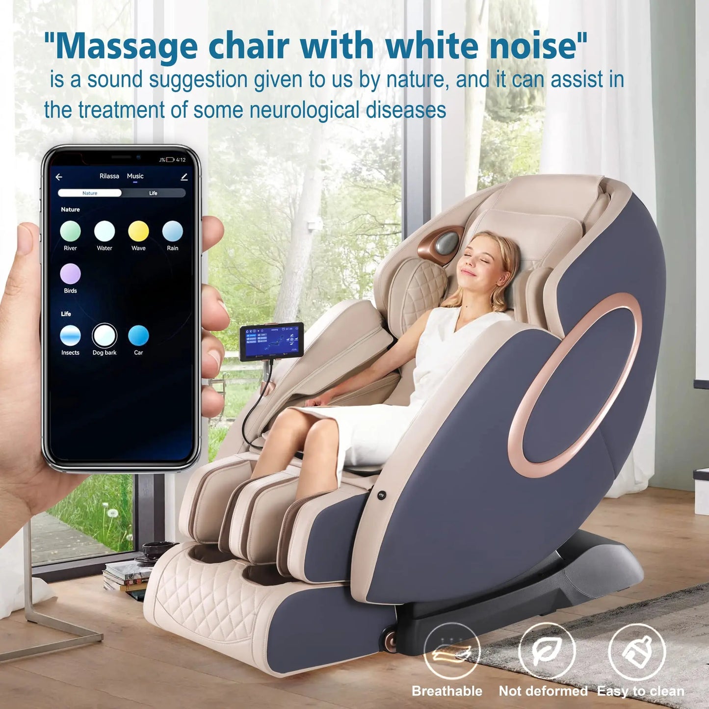 APP Control 4D Massage Chair SLTrack Full Body Shiatsu Recliner