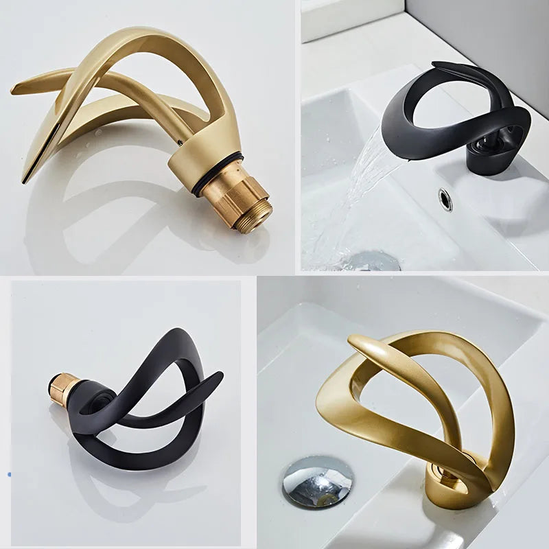 Bakala Waterfall Basin Faucet Deck Mounted Hot And Cold Brass