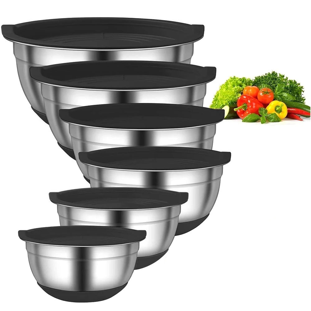 LMETJMA Stainless Steel Mixing Bowls With Durable Silicone Bases