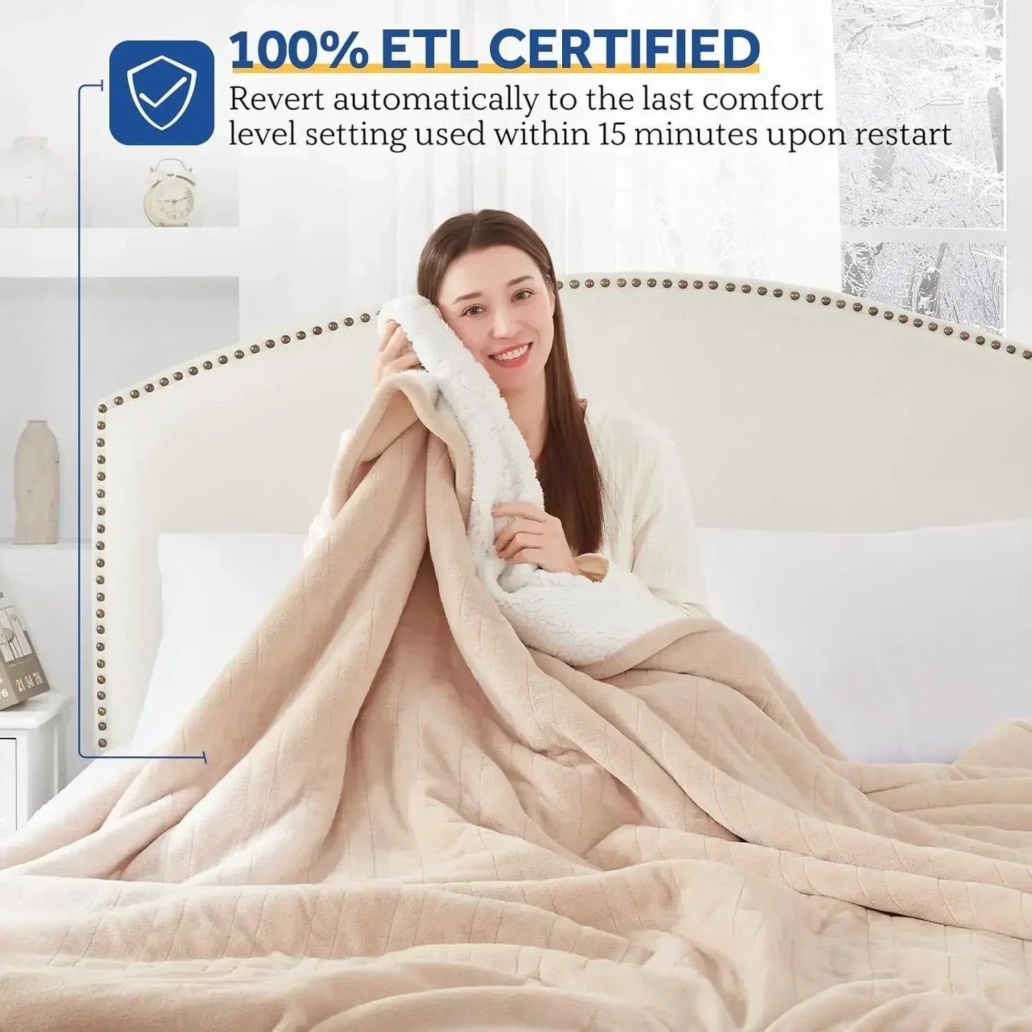 Electric Blanket Flannel Sherpa Heating, 10 Levels, Auto Shut Off