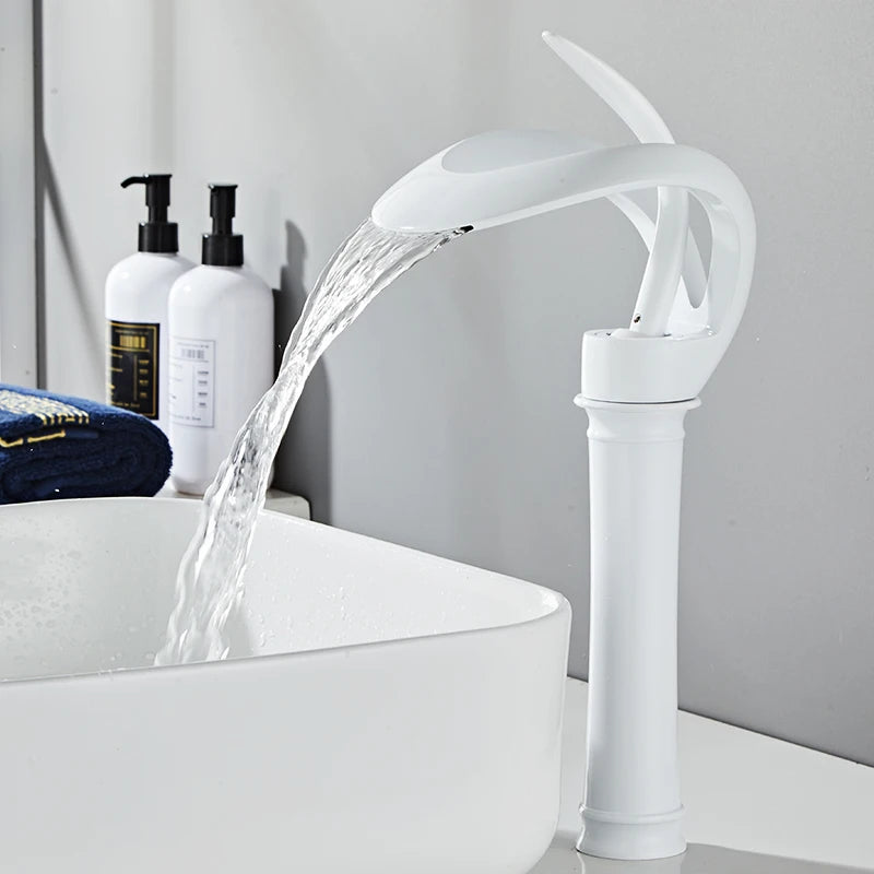 Bakala Waterfall Basin Faucet Deck Mounted Hot And Cold Brass