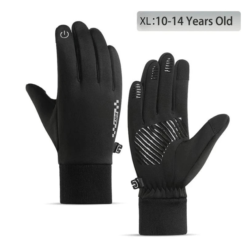 Kids Winter Padded Gloves Waterproof Touchscreen Non-Slip Outdoor