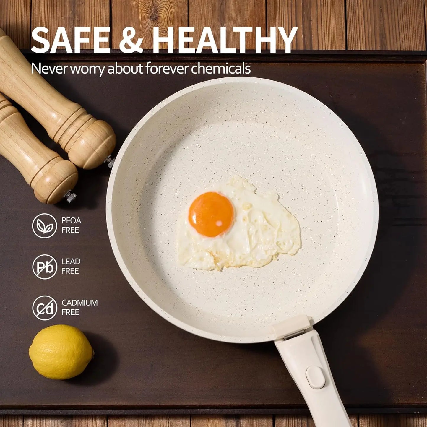Ceramic Nonstick Cookware Set With Removable Handles