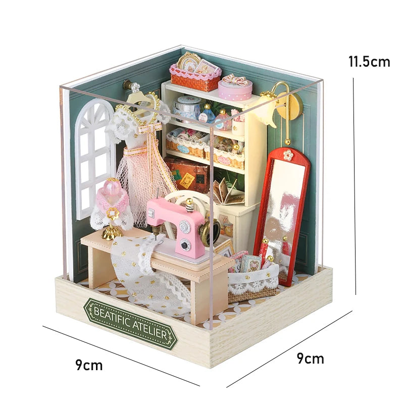 DIY Wooden Mini Seaside Villa Dollhouse Kit With Furniture