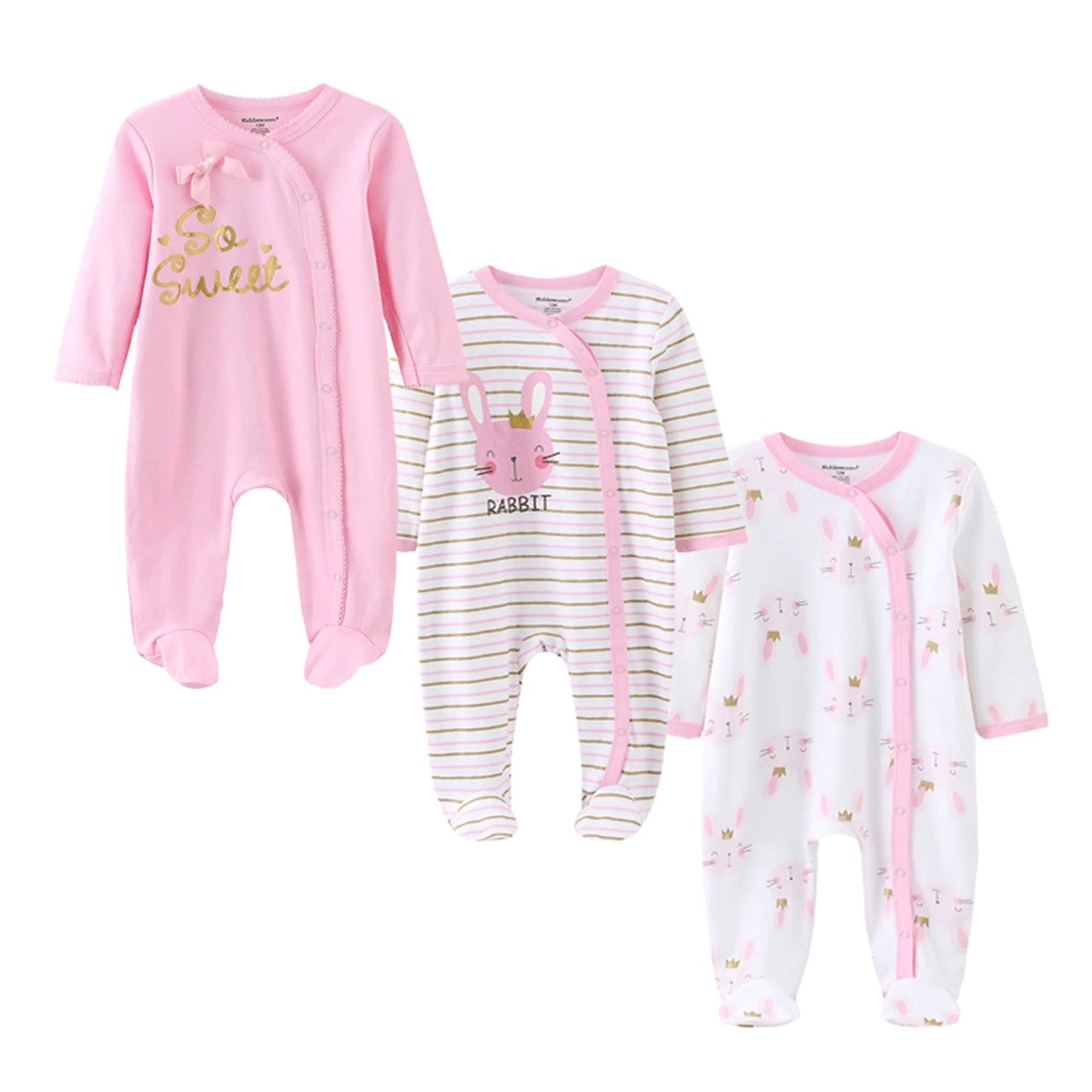 Unisex Cotton Baby Romper Set For Newborns Three Pieces