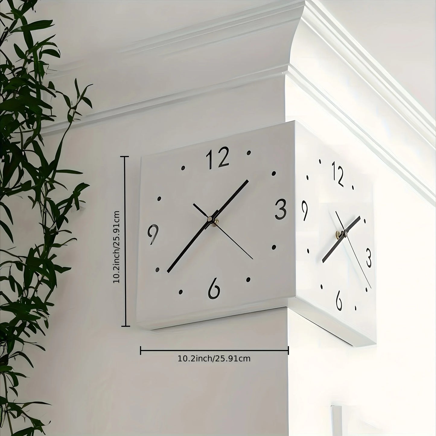 Corner Modern Wall Clock Double Sided Luminous Mute Quartz