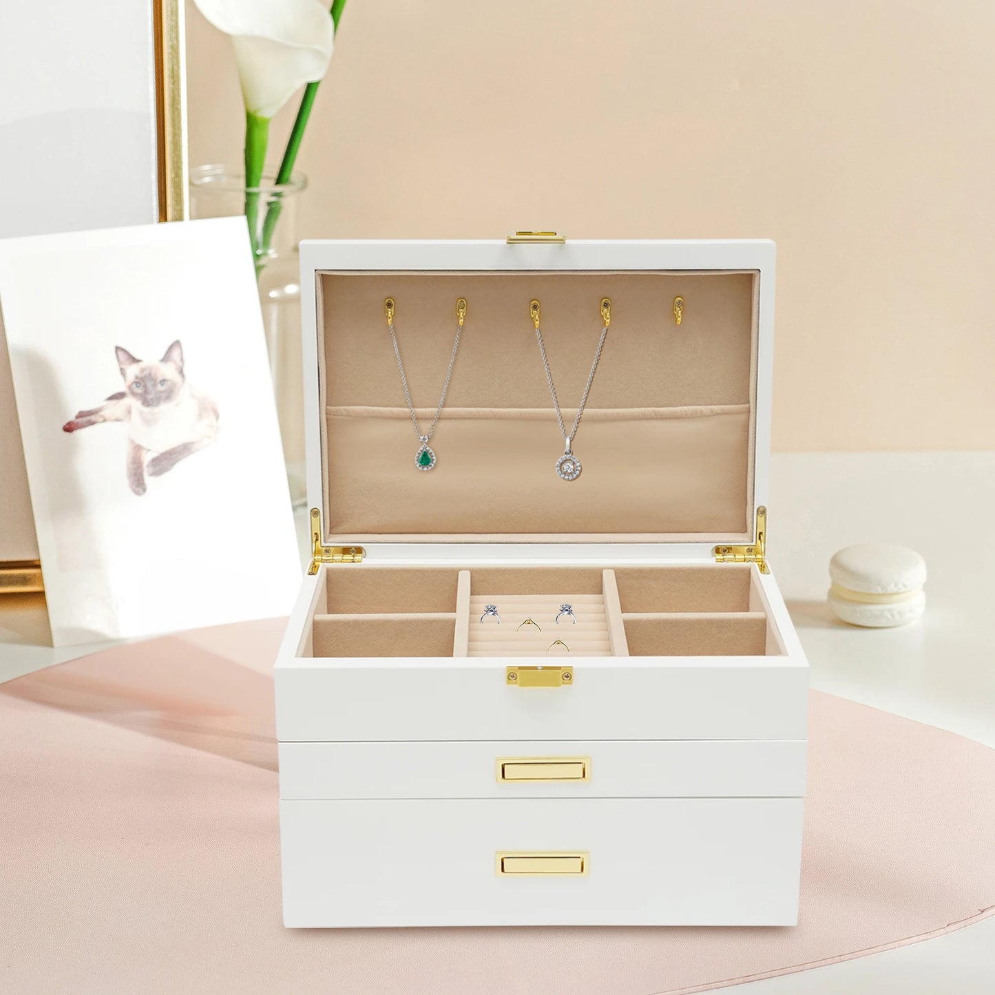 Black Walnut Wood Jewelry And Watch Display Case Organizer