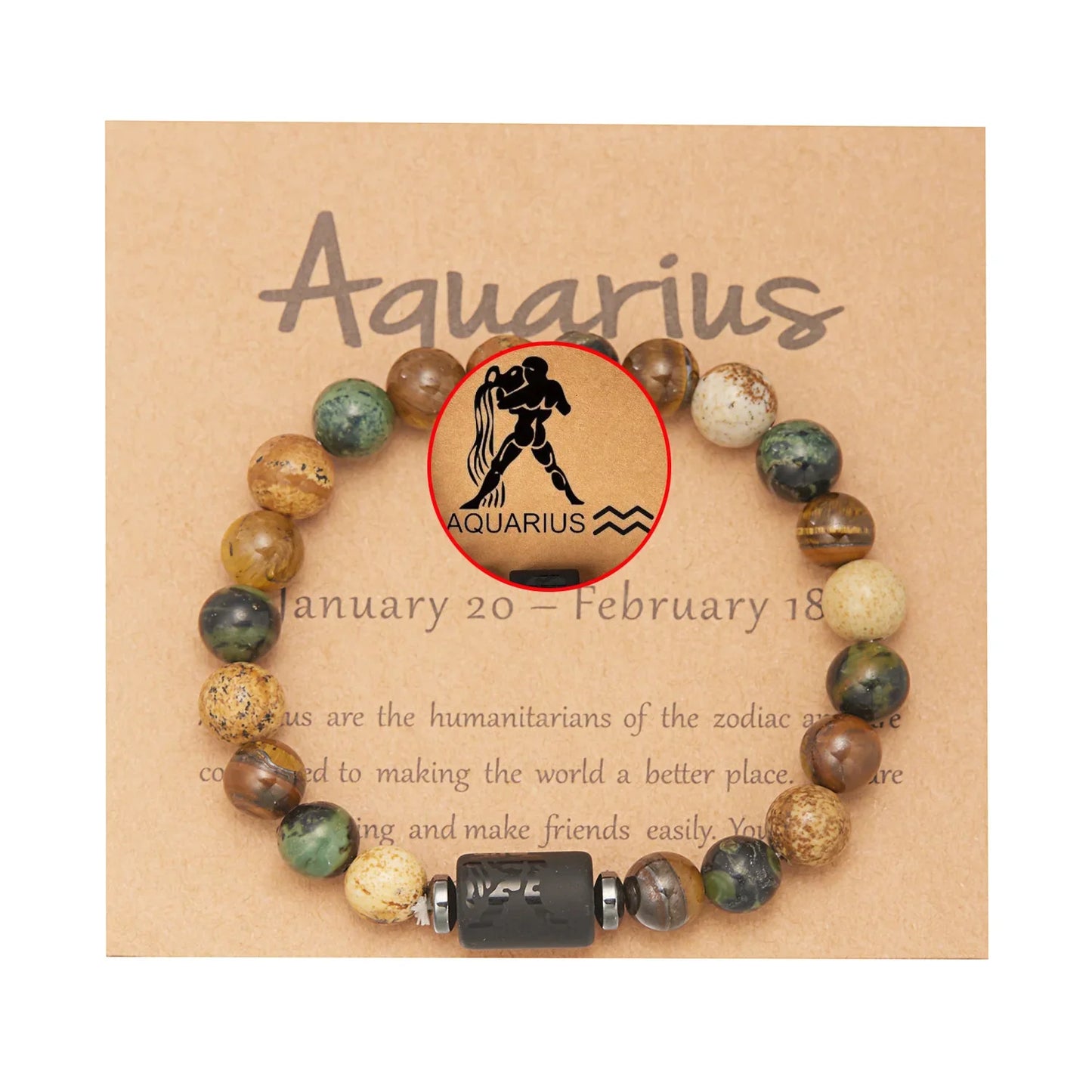 Lucky 12 Constellation Tiger Eye Bracelet Unisex Zodiac