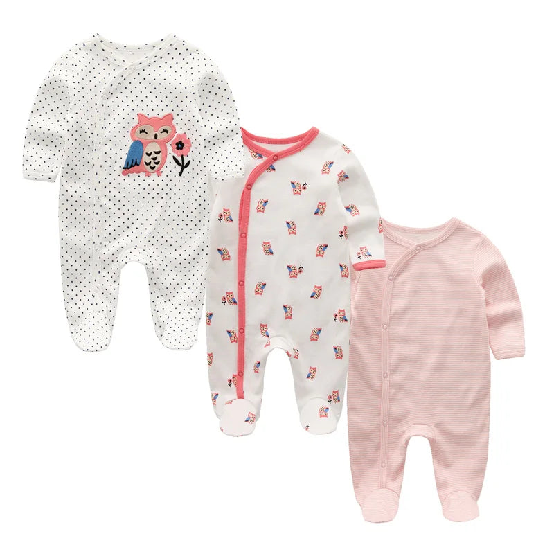 Three Piece Cotton Baby Romper Set Long Sleeve All Seasons