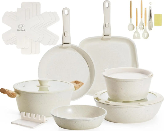Ceramic Nonstick Cookware Set With Removable Handles
