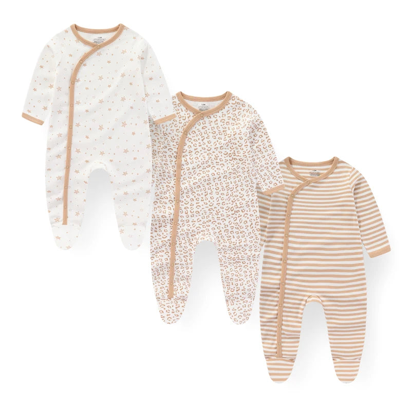 Three Piece Cotton Baby Romper Set Long Sleeve All Seasons