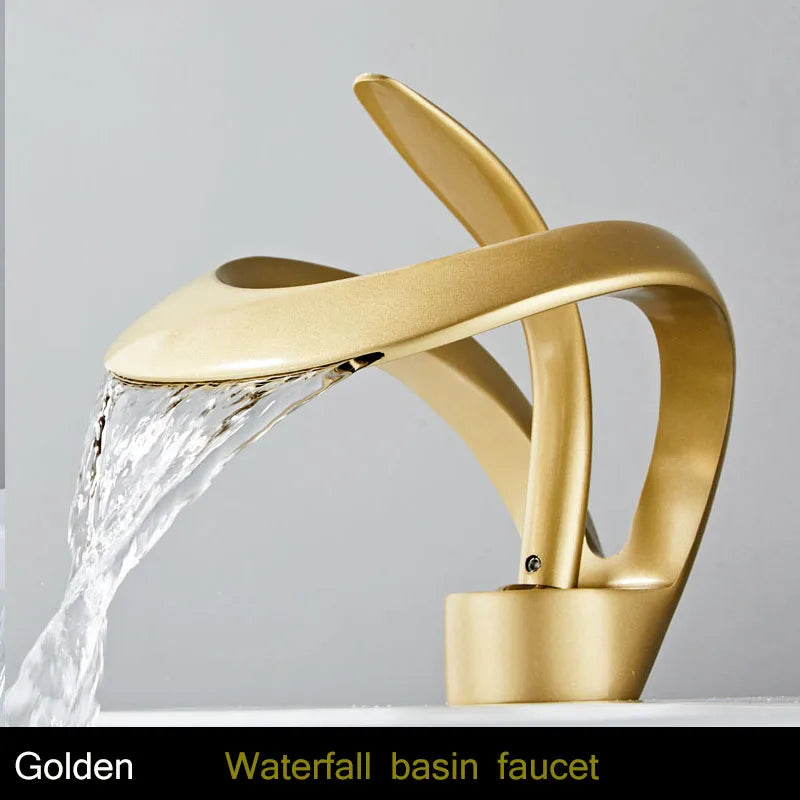 Bakala Waterfall Basin Faucet Deck Mounted Hot And Cold Brass