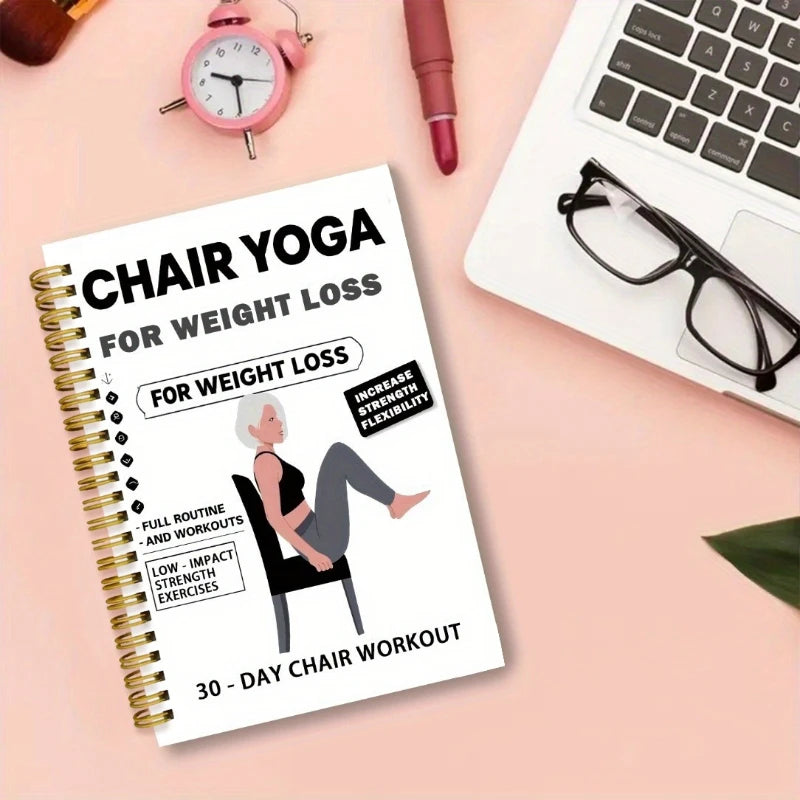 Chair Yoga Spiral Notebook With Guided Poses And Progress Tracking