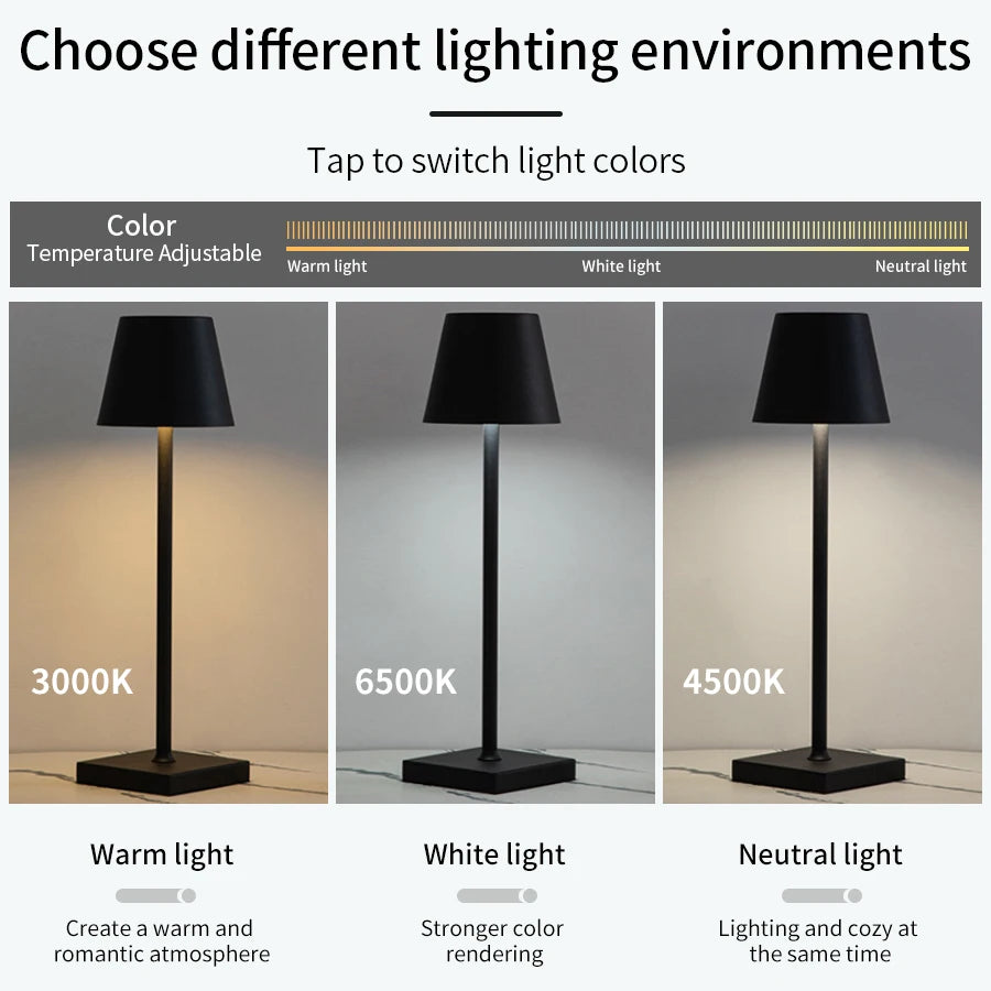 GGBE Rechargeable LED Table Lamp With Touch Dimmer