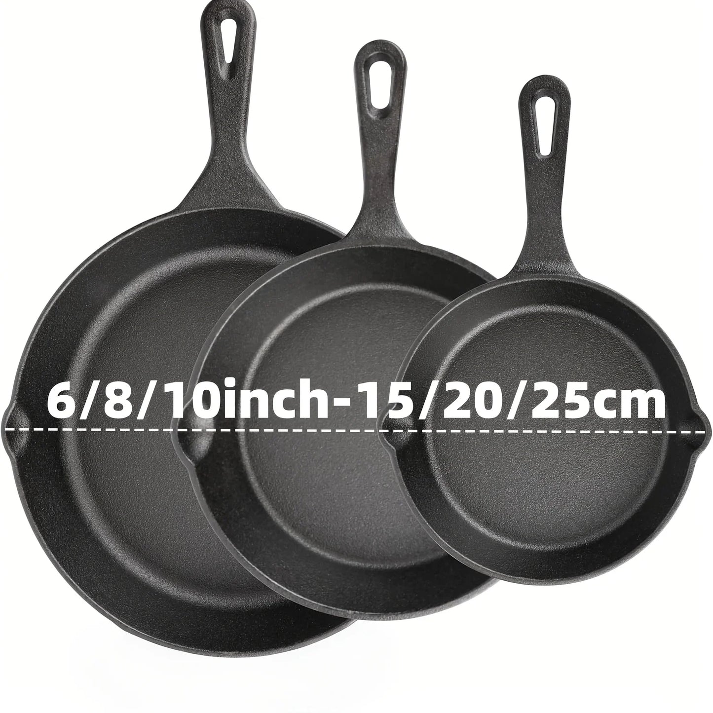 AEDG Cast Iron Skillet Set Pre-Seasoned Heavy-Duty Pans