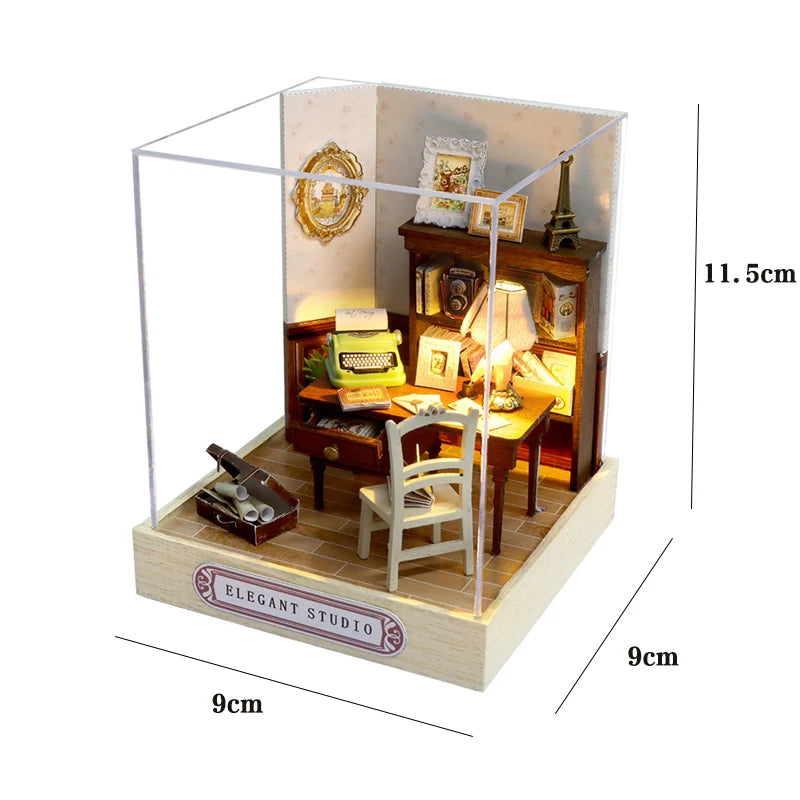 DIY Wooden Mini Seaside Villa Dollhouse Kit With Furniture