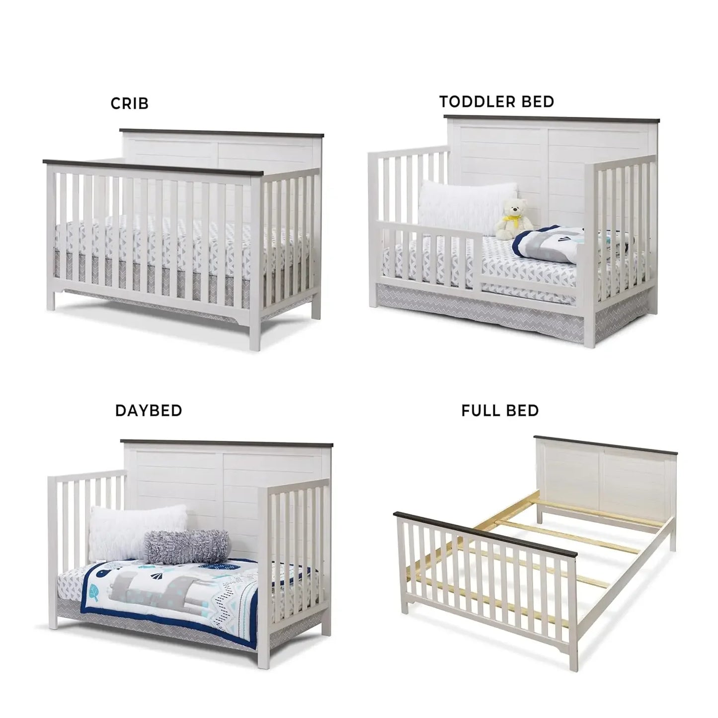 Farmhouse 3-Piece Nursery Set With Convertible Crib, Dresser, Changing Table