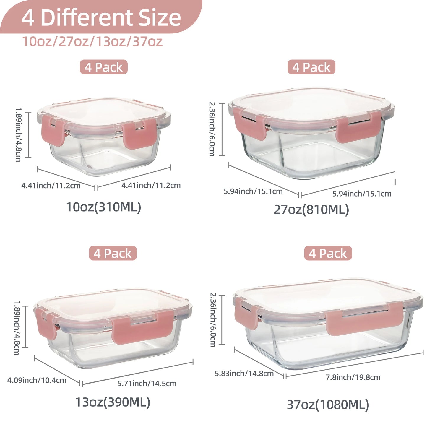 16 Piece Glass Food Storage Containers Set Leakproof And Airtight