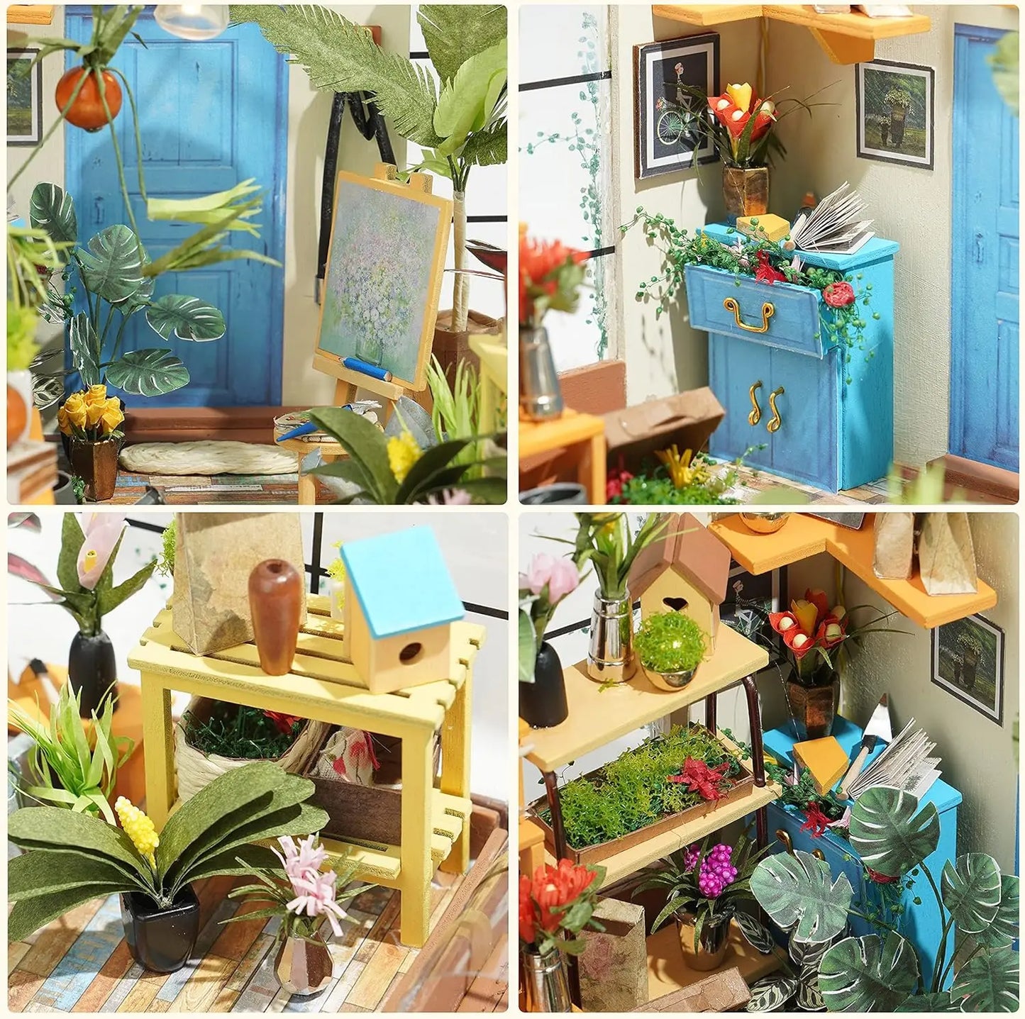 Robotime Cathy's Flower House DIY Dollhouse Kit With LED Lights