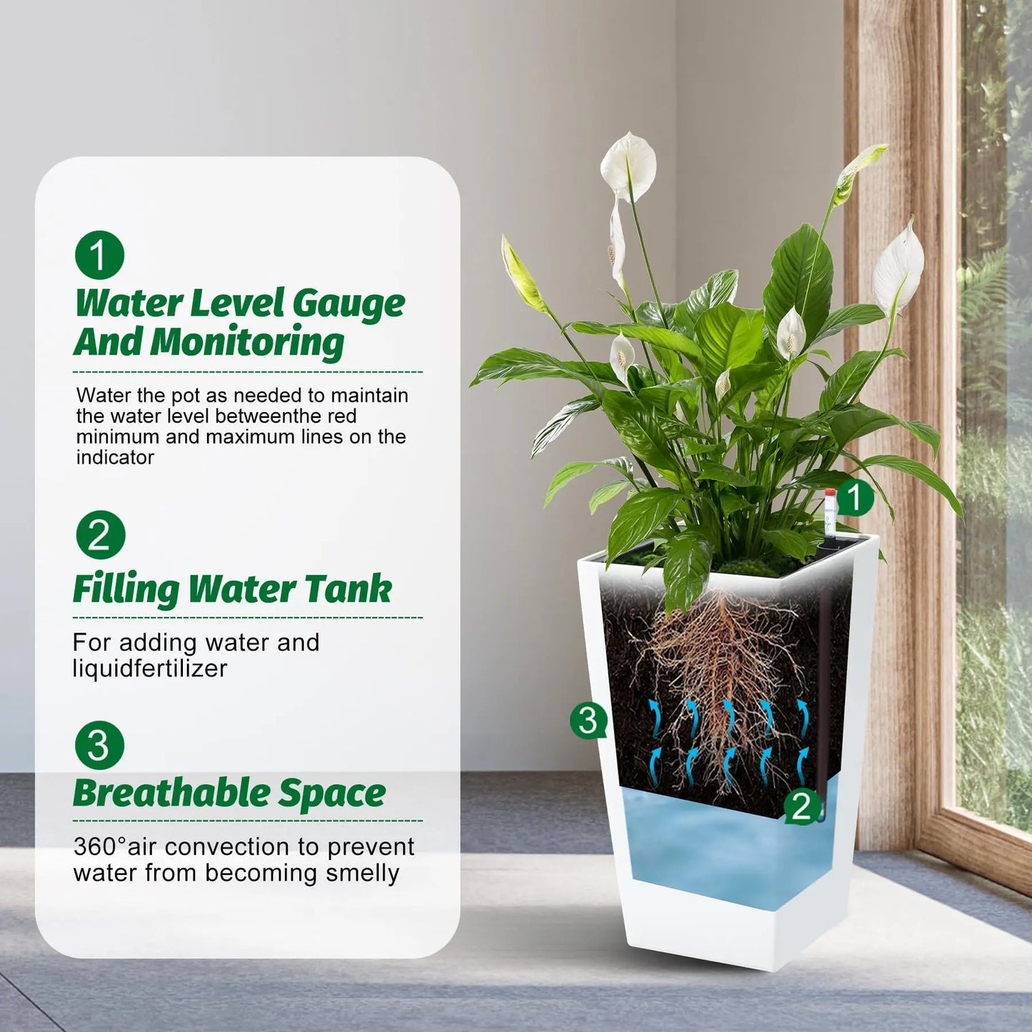 HiMISS Self Watering Planters Set Of 2