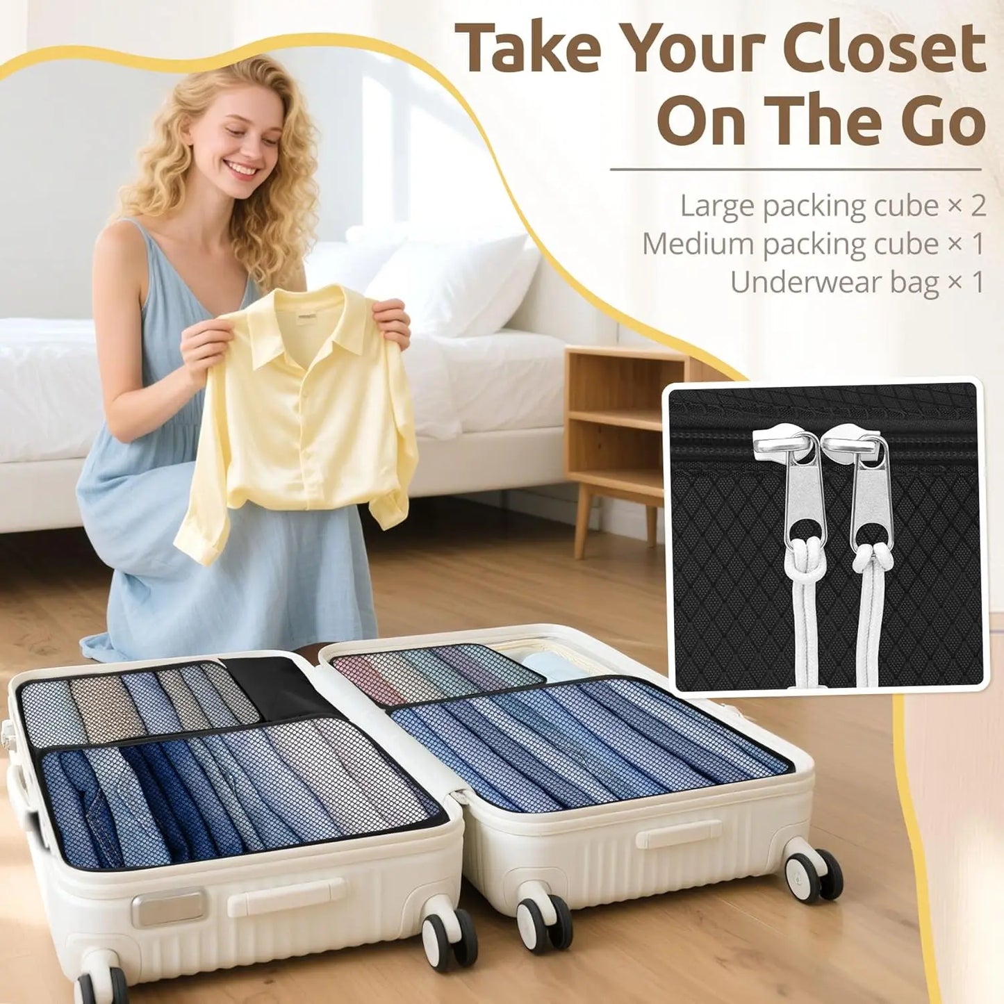22 Piece Travel Packing Cubes Set Organizers Clothes Toiletries Essentials