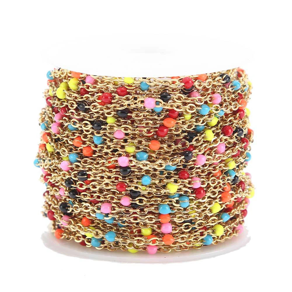 Touredbeads Stainless Steel Enamel Satellite Cable Link Chain