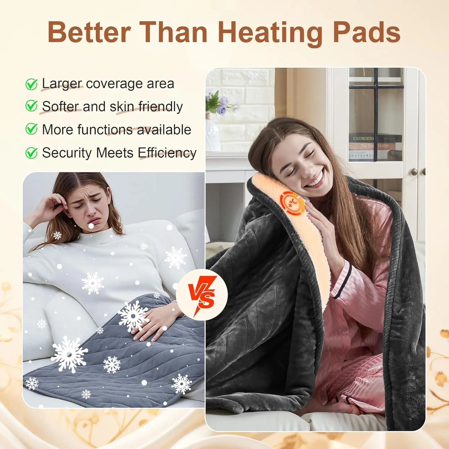 Electric Heated Throw Blanket Ultra Soft With Auto Off Settings