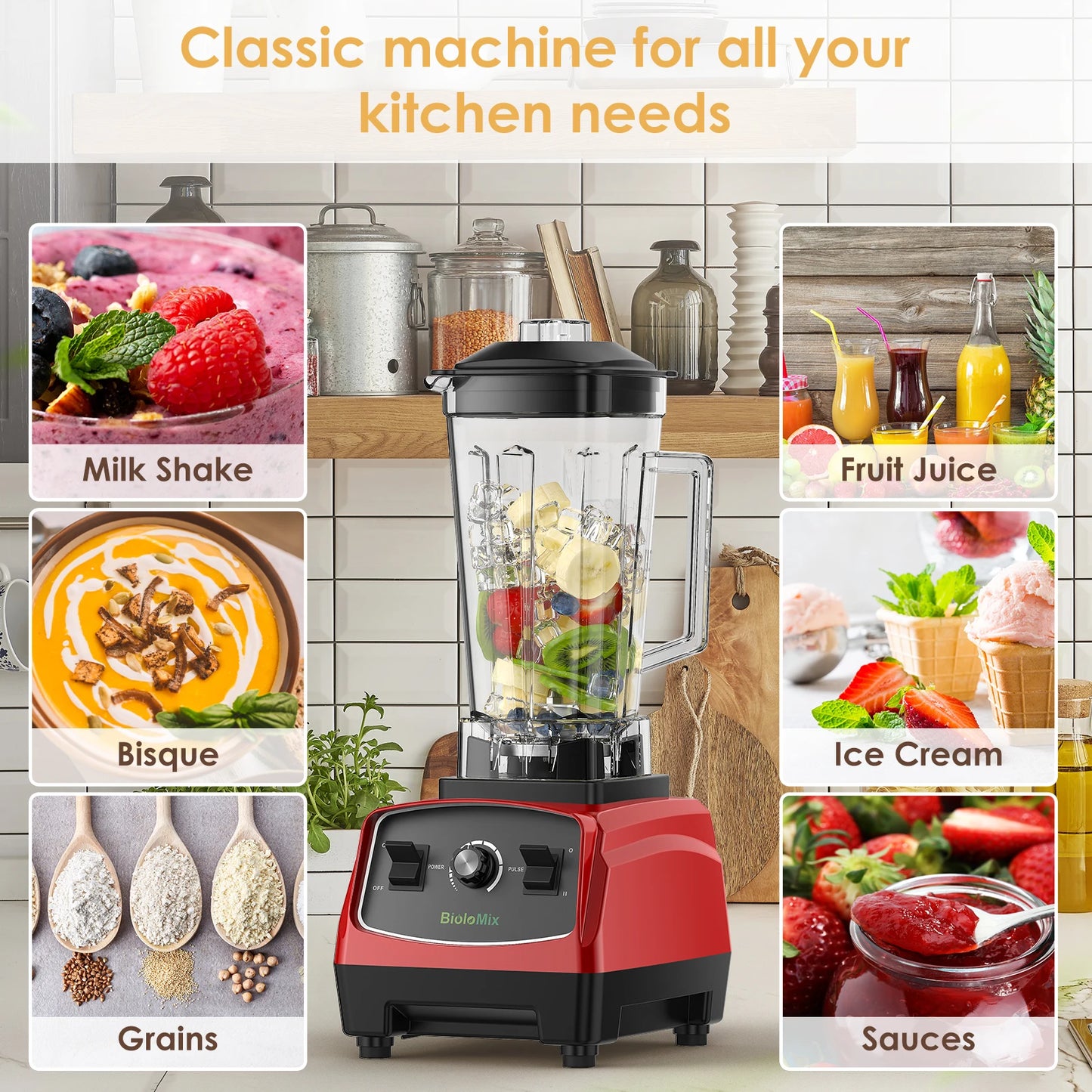 BPA Free 3HP 2200W Heavy Duty Commercial Blender Mixer Juicer