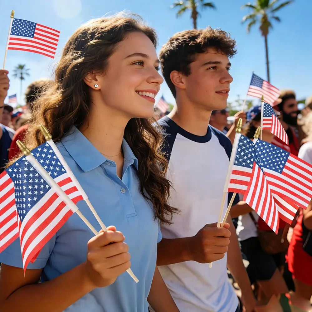 30 Pcs Small American Flags On Sticks For Independence Day Decor