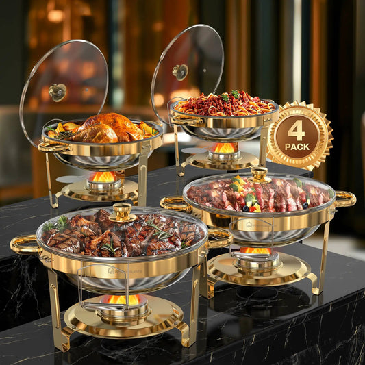 Gold Plated 5Qt Chafing Dishes Set For Buffets And Parties