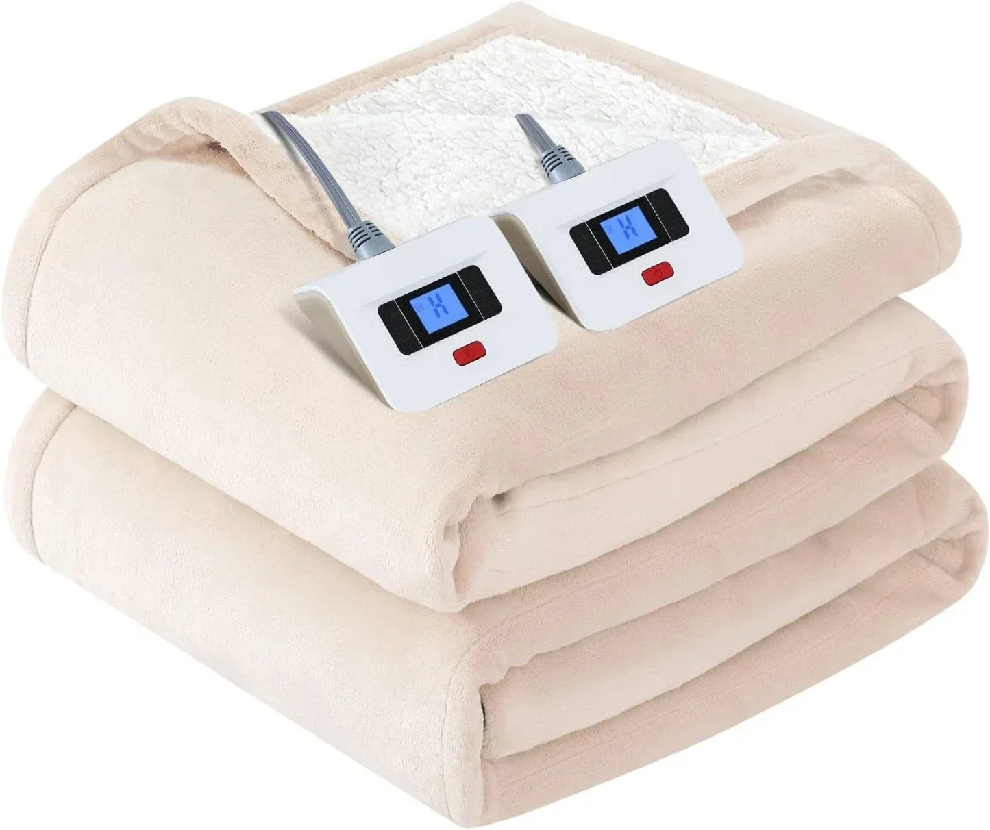Electric Blanket Flannel Sherpa Heating, 10 Levels, Auto Shut Off