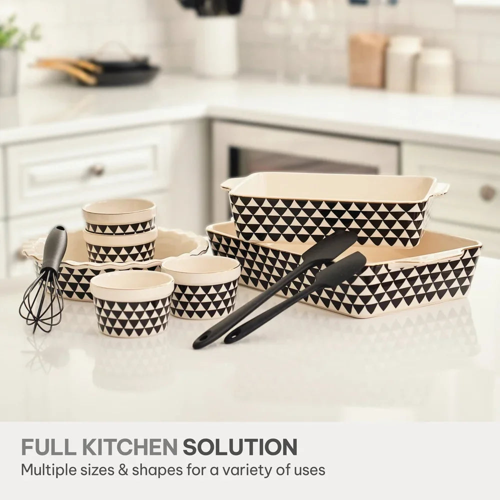 10 Piece Ceramic Bakeware Set With Spatulas Whisk Oven Safe