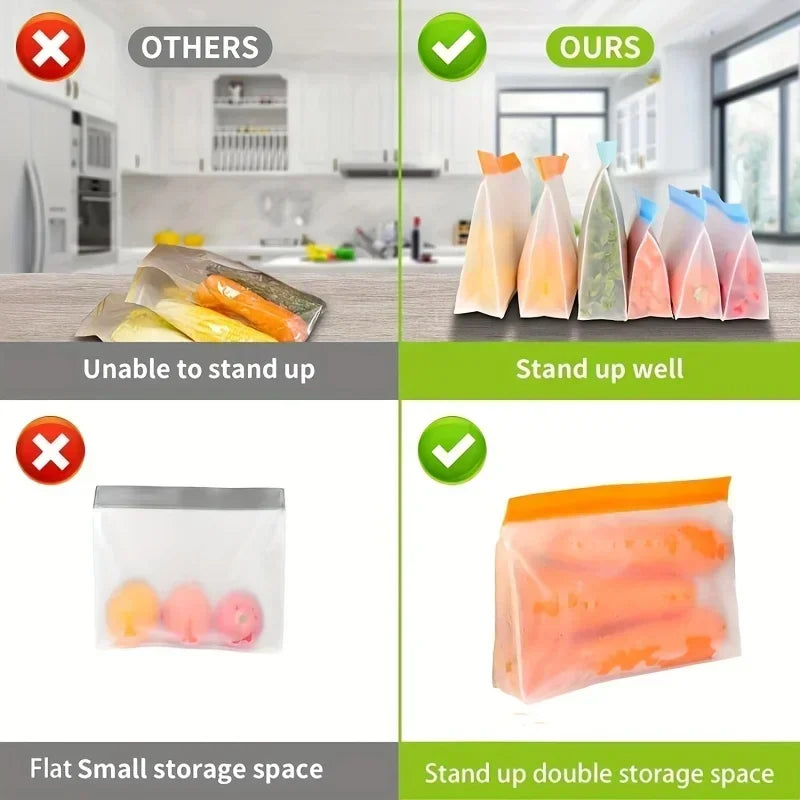 Untior Reusable Silicone Food Bag Freezer Storage Pouch Leakproof