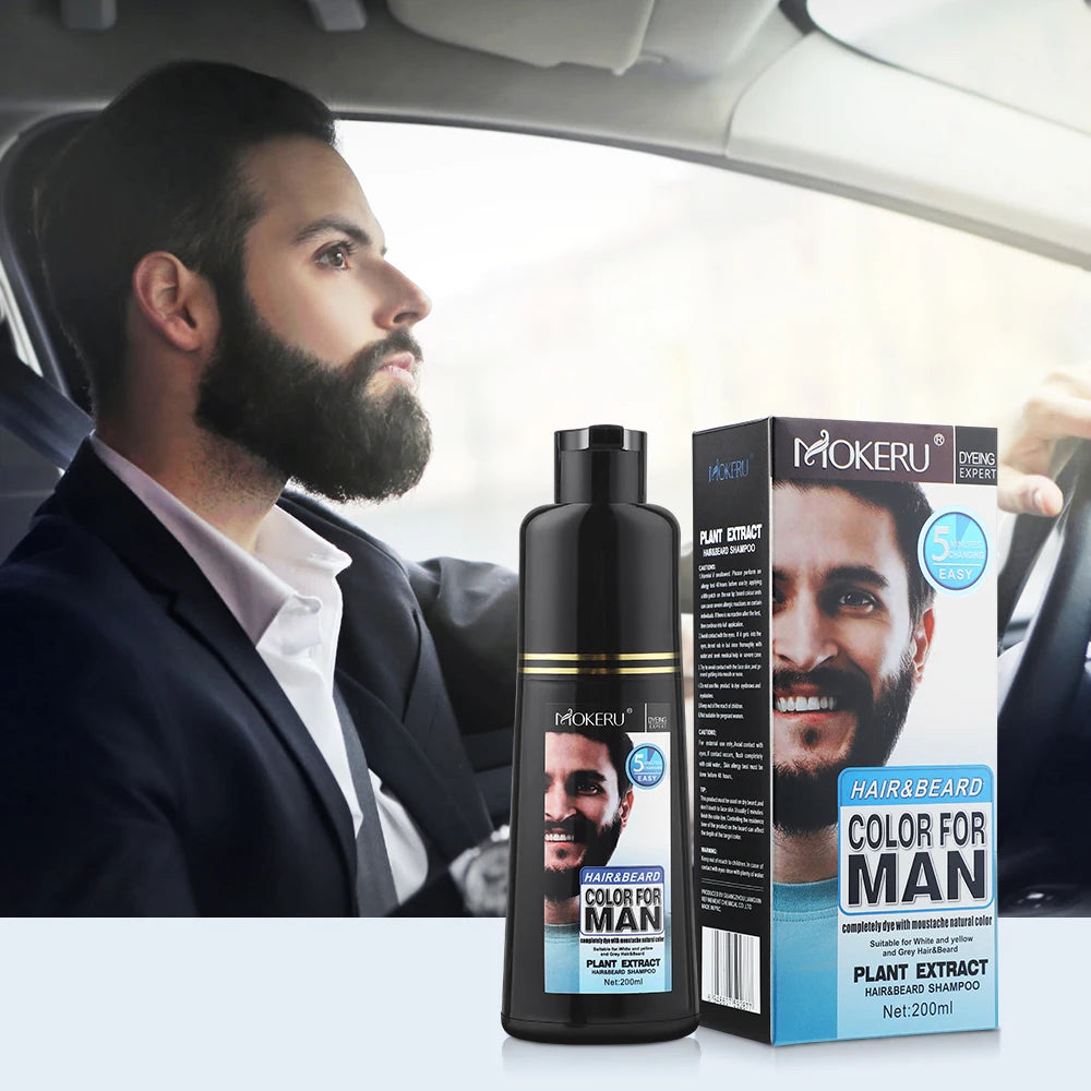 Beard Dye Shampoo Black Color For Men Grey Hair Repair